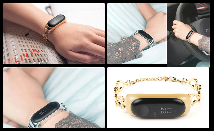 Для mi Band 3 браслет из нержавеющей стали металлическая цепочка в форме сердца браслет для часов Ремешок для Xiaomi mi группа 3 Аксессуары