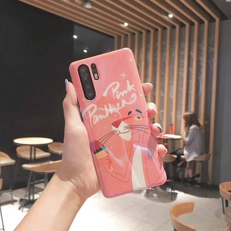 Синий светильник телефонные чехлы для huawei P20 P30 Mate20 Pro 20X мультфильм Розовая пантера Крышка для huawei Nova 3 3i 4 Honor V20 задняя крышка fundas