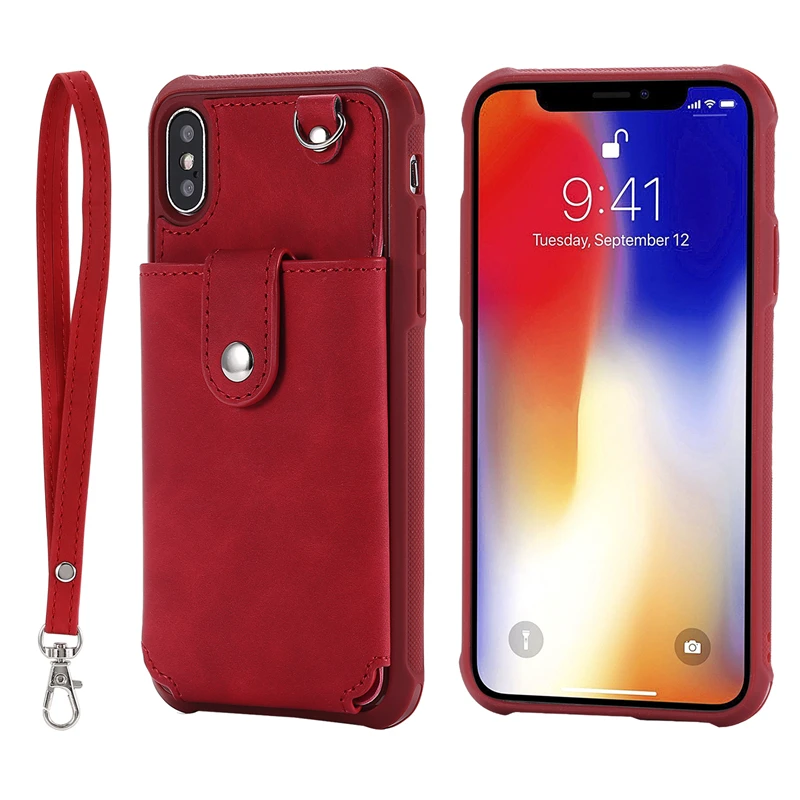 Haissky бумажник телефон чехол для iPhone 6 7 6 S 8 Plus женский Флип кожаный чехол для iPhone X XS 7 8 Plus зеркальный чехол Аксессуары - Цвет: red