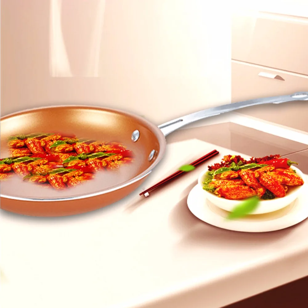 Антипригарная медная сковорода для жарки с керамическим покрытием и