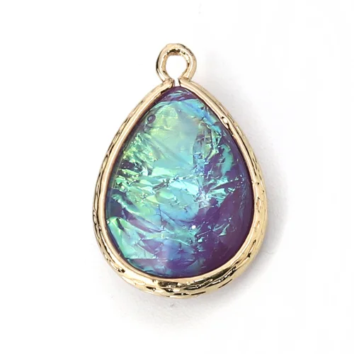 DoreenBeads Медь& Подвески из смолы, AB РАДУГА Цвет Aurora Borealis прелести падение светильник золотой синий 23x15 мм-22x14 мм, 5 шт - Окраска металла: 4