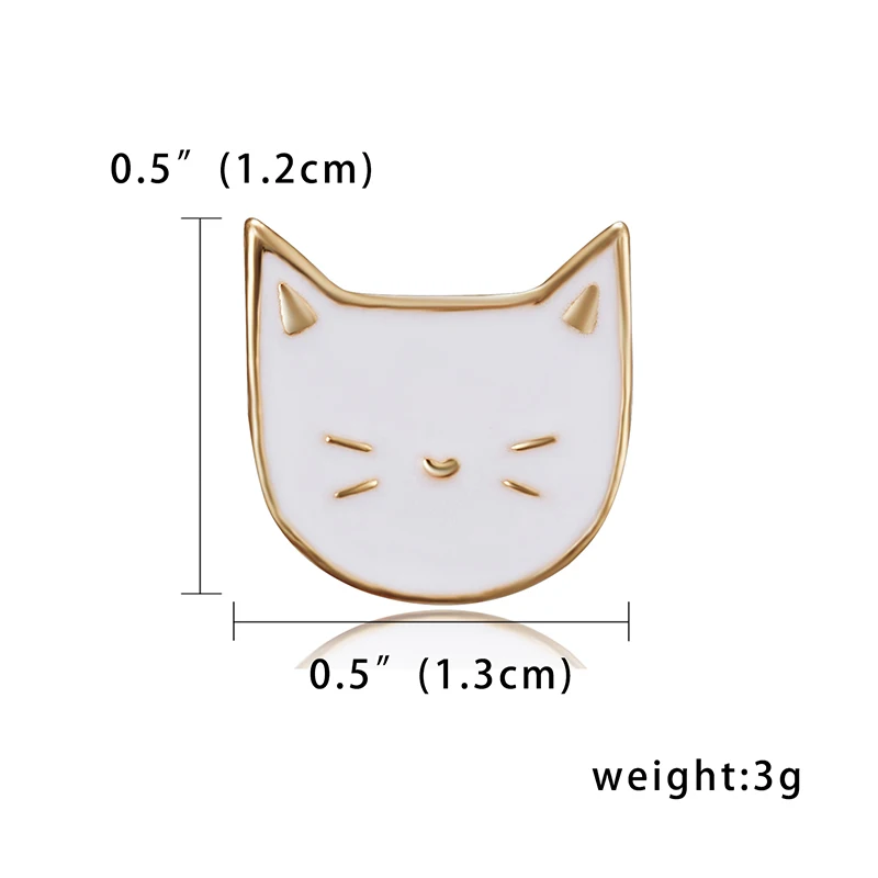 white Черно-белый эмалированный Cat Броши милый, с кошками, животными булавки броши для Для женщин Летнее платье для девочек декоративные украшения Нагрудный значок подарок - Окраска металла: white