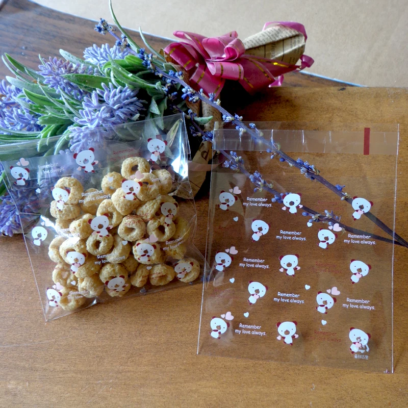 100pcs Cute Bear Transparent Plastic Cookies Baking Christmas Gift Packaging Bags Wedding Biscuits Cake Candy bag | Дом и сад