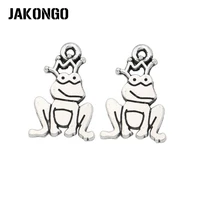 jakongo antique silver plated frog pince charm pendant bracelets jewelry findings accessories making craft diy 22x14mm