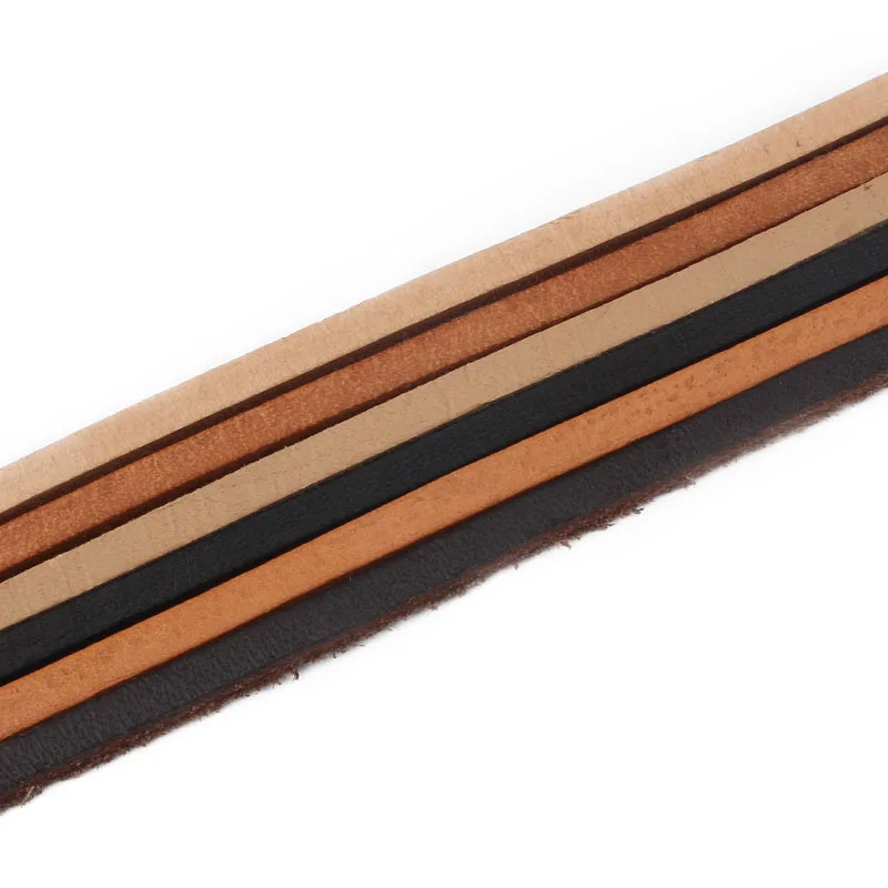 

5meter 3*2mm Black/Dark Brown/Brown/Light Brown Flat Genuine Leather Cord For Bracelet Necklace Jewlery Making Findings Material