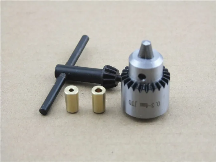 Mini JT0 0.3-4mm Steel Electric Drill Bit Chuck Clip + 6 size Axle Sleeve Free Shipping Russia