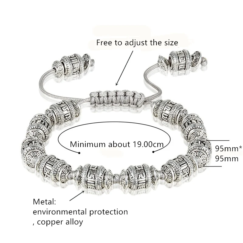 Буддистский ретро браслет с шестью надписями|alloy bracelet|bracelet menbracelet women |