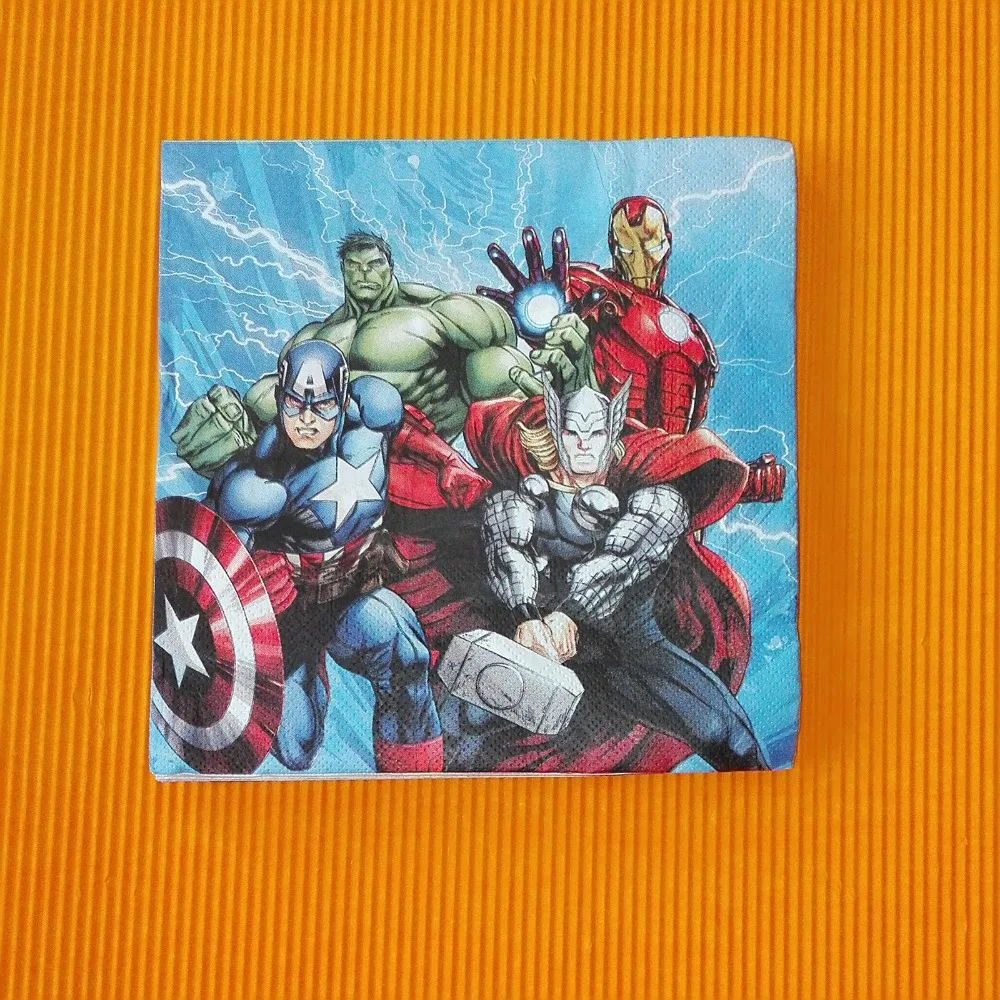 20 шт. вечерние бумажные салфетки с милым рисунком Мстителей украшение на день