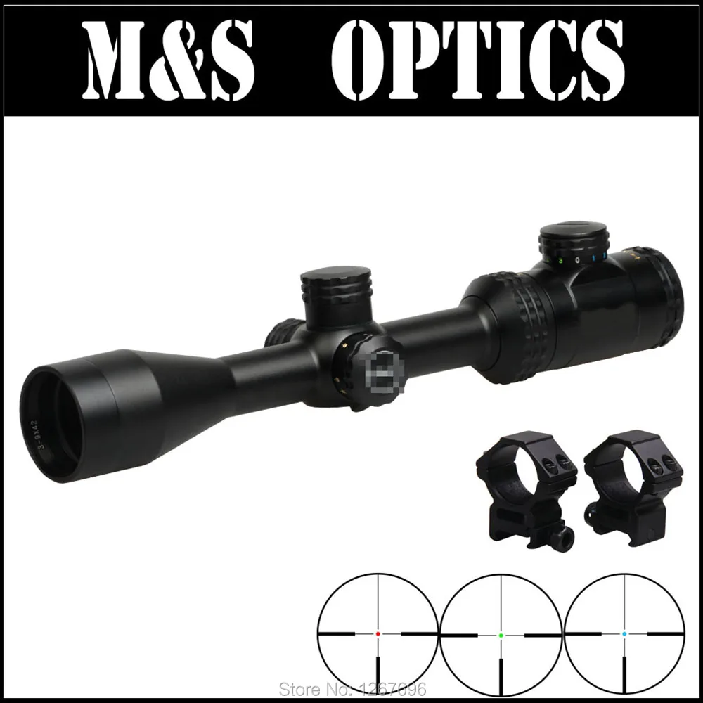 3-9X42 SPRGB зеленый красные синие в горошек Iluminated тактический прицел оптический для