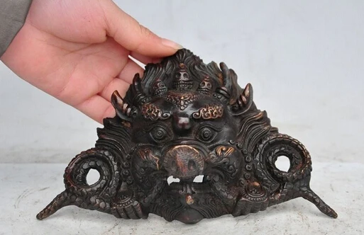 Китайская Бронзовая статуэтка Yamantaka shitou 001738 голова Будды свинья маска на нос | Дом