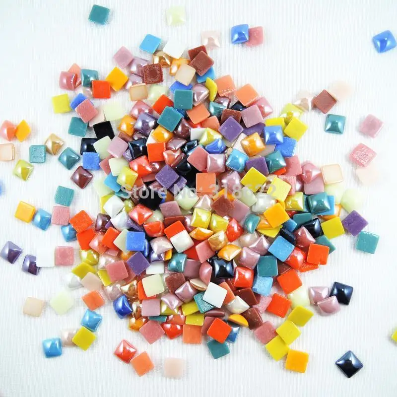 New 10mm Mixed Colors Square flatback glass beads Shiny Ceramic Cabochon Flat back Gems Crafts Scrapbook Nail Art Sticker | Украшения и