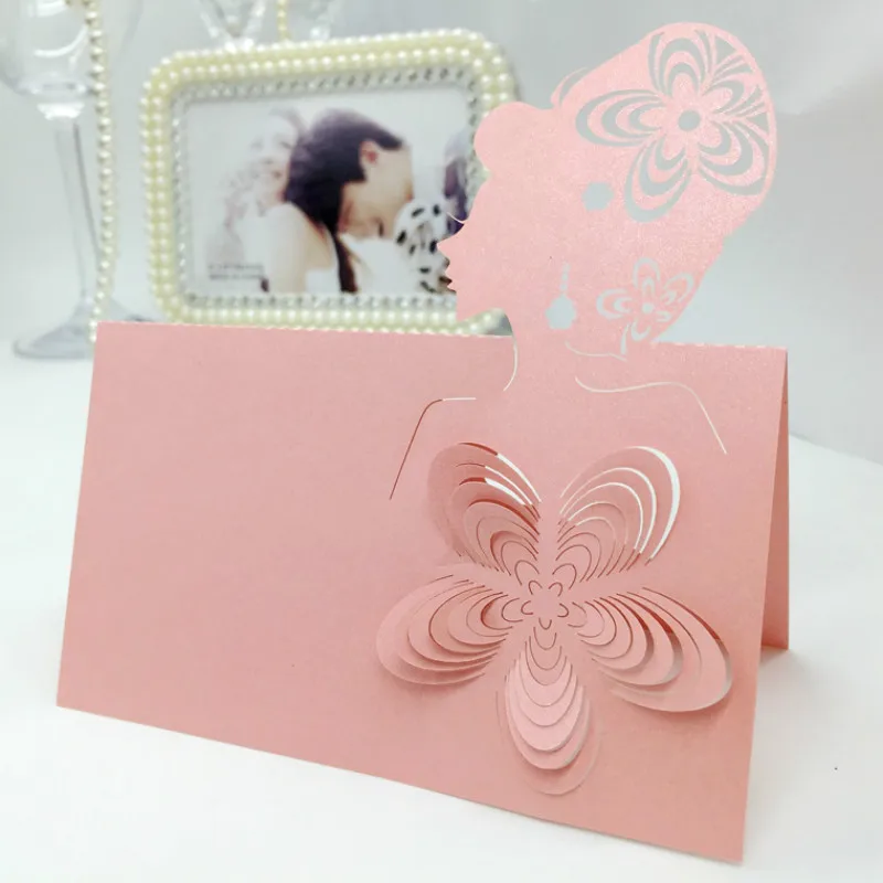 100 шт. резные цветы для вечерние шения стола|cards for wedding|card markedflower cards |