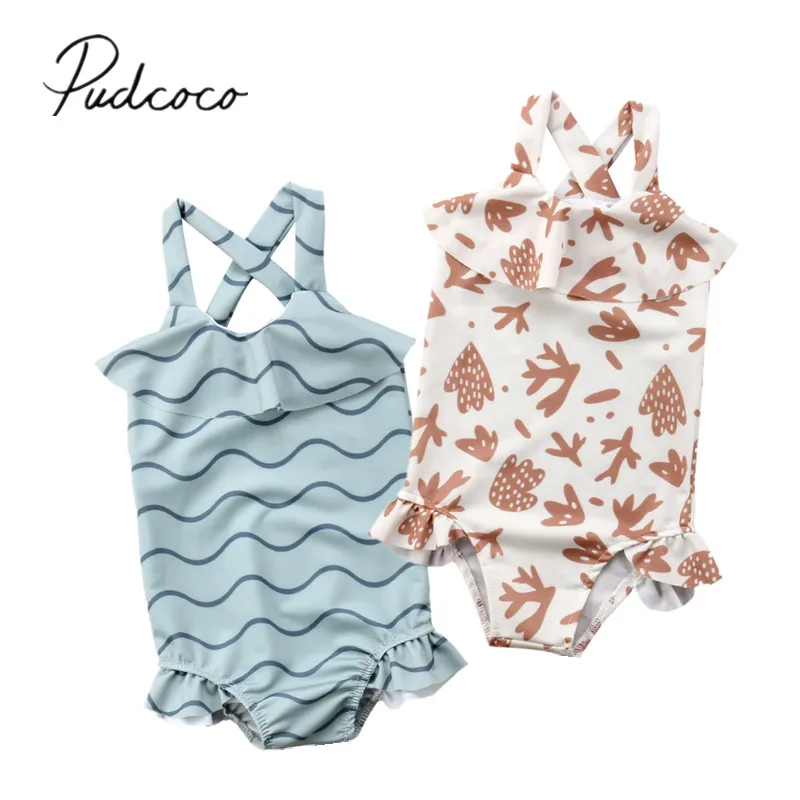 2018 новый бренд для маленьких девочек купальник с оборками на бретелях без