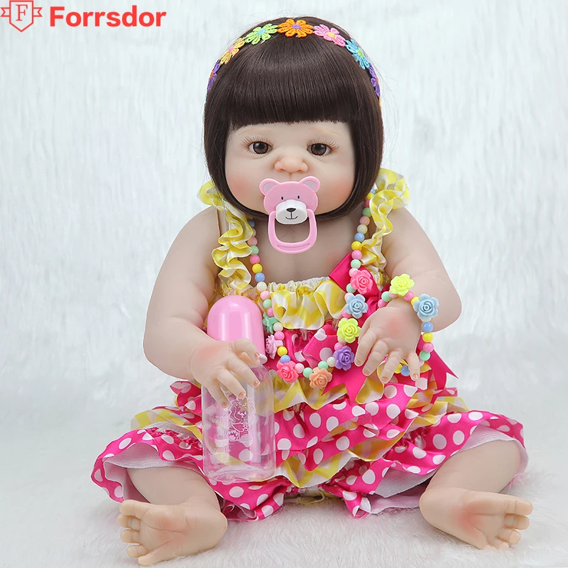 Forrsdor 55 см маленький и милый мягкий силиконовый кукла bebe reborn corpo de silicone inteiro realista