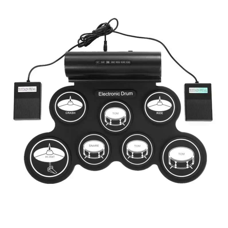 Электронный барабан цифровой USB MIDI 7 колодки рулон набор силиконовые
