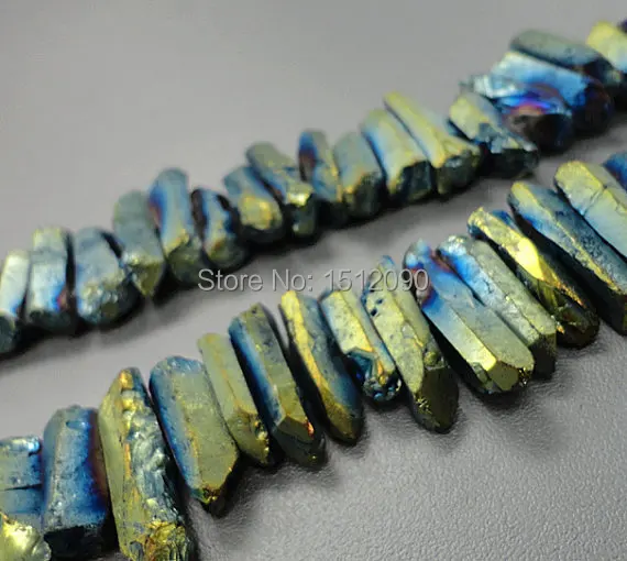 

61pcs/strand Sky Blue Mystic Titanium Quartz Crystal Point Pendant,Tusk Crystal Bead,Blue Crystal Spike Beads Fashion Jewelry