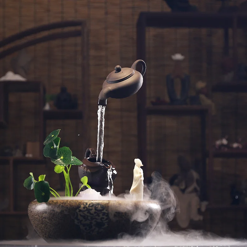 Креативный подвесной фонтан с проточной водой 110/220 в Настольная церемония Zen Tea