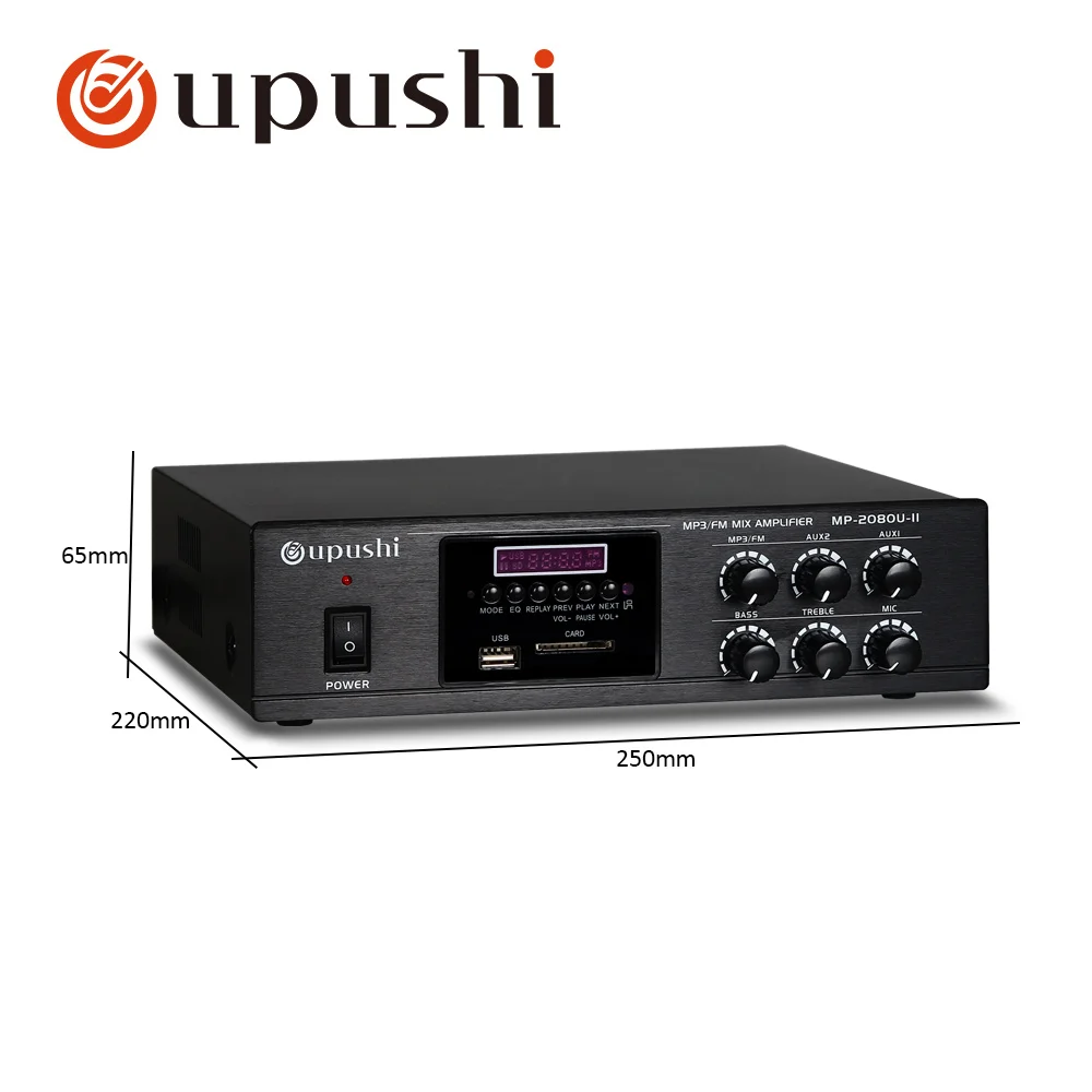Oupushi новейший мини усилитель мощности 80 Вт для системы PA Bluetooth пульт дистанционного управления с функцией FM радио
