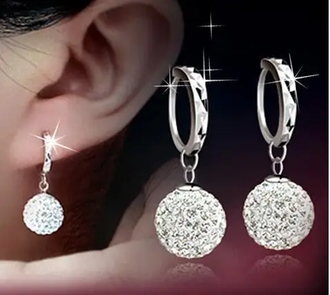 Pinksee серебряные серьги гвоздики Роскошные супер блестящие в виде прозрачных