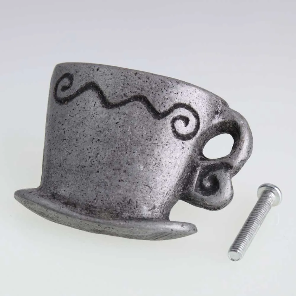 

Винтажная кофейная чашка, ручки для ящика, ручки для шкафа, ретро черный комод, дверные ручки, рукоятки в античном стиле, серебряные мебельные ручки