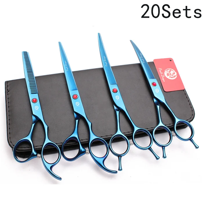 Z3002 Lan 4P 20Sets 20 комплектов " 19,5 см ножницы для ухода прямые ножницы филировочные изогнутые ножницы для собак профессиональные ножницы для домашних животных Z3002 - Цвет: Z3002 Lan 4P 20Sets