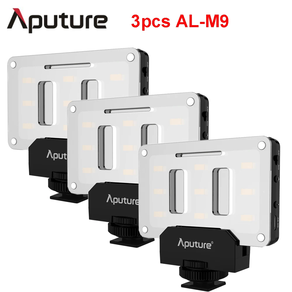 Aputure 3 шт./компл. AL M9 светодиодный видео свет pockable TLCI/CRI 95 + on camera заполняющий 9 шт. smd