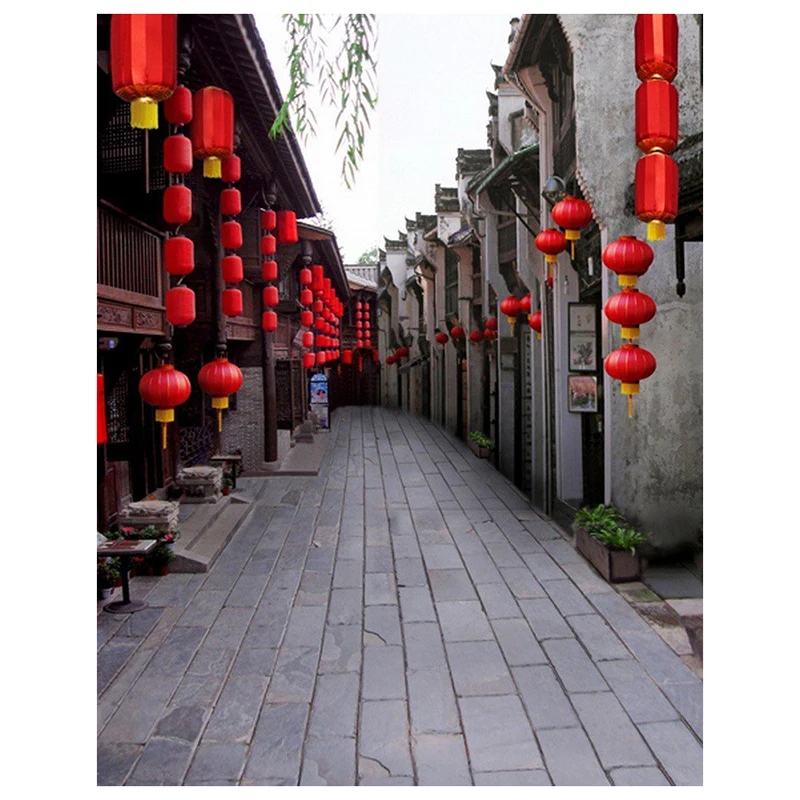 3x5ft Fabric Vinyl Chinese Lunar New Year Spring Festival Theme Party Wall Decorations Mural Photography Backgrounds street sc |