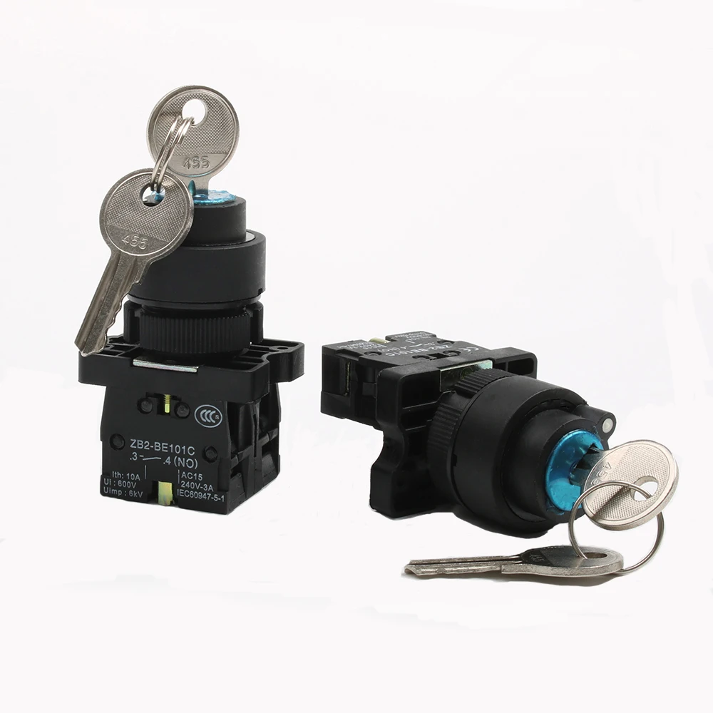 XB2-EG21XB2-EG33, 2/3 положения, управляемый ключом, 1NO/2NO, блокировка, самоблокирующийся селектор, кнопочный переключатель 22 мм