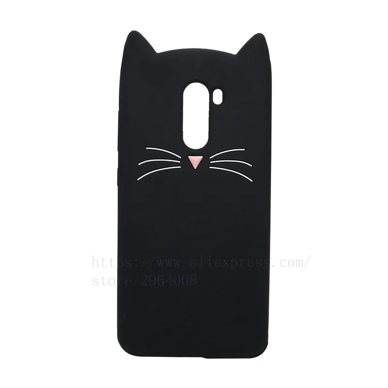 TRISEOLY For Xiaomi Pocophone F1 Case Soft Silicone 3D Cartoon Cute Bearded Cat Protective Back Cover Poco | Мобильные телефоны и