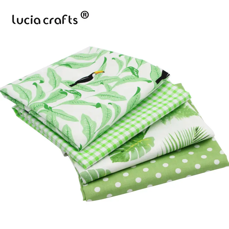 Lucia crafts, 1 шт./лот, хлопковая ткань с принтом, зеленая сетка, для шитья, текстиль, лоскутное шитье, сделай сам, аксессуары для шитья I0301