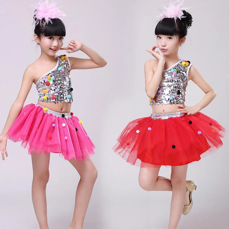 Платье с блестками для девочек Бальных и латиноамериканских танцев детское