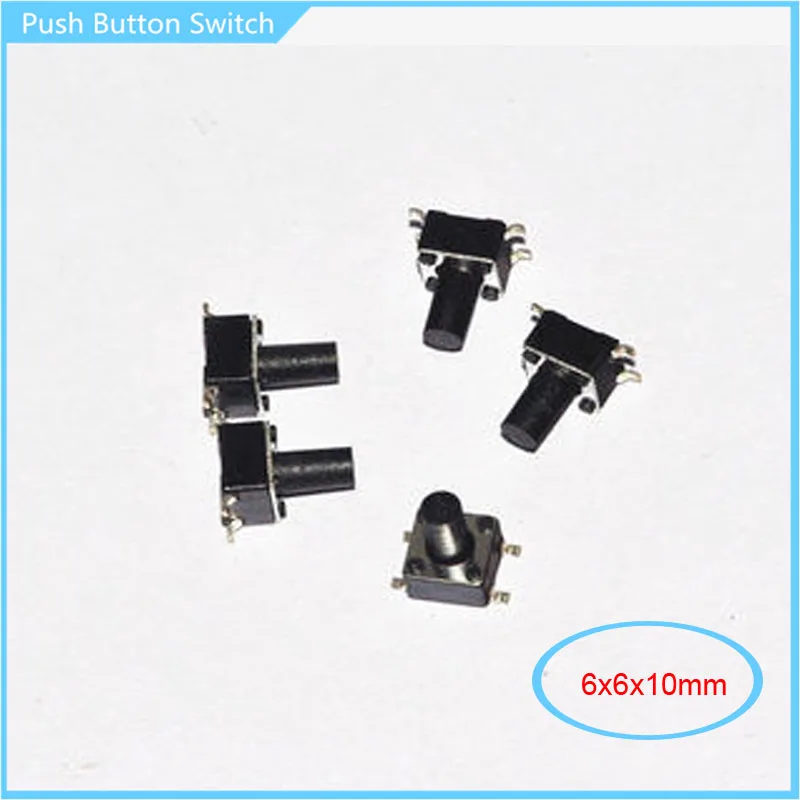Тактильный кнопочный переключатель SMD 6*6*10 мм 4P 100 шт.|switch wire|switch spstswitch heels |
