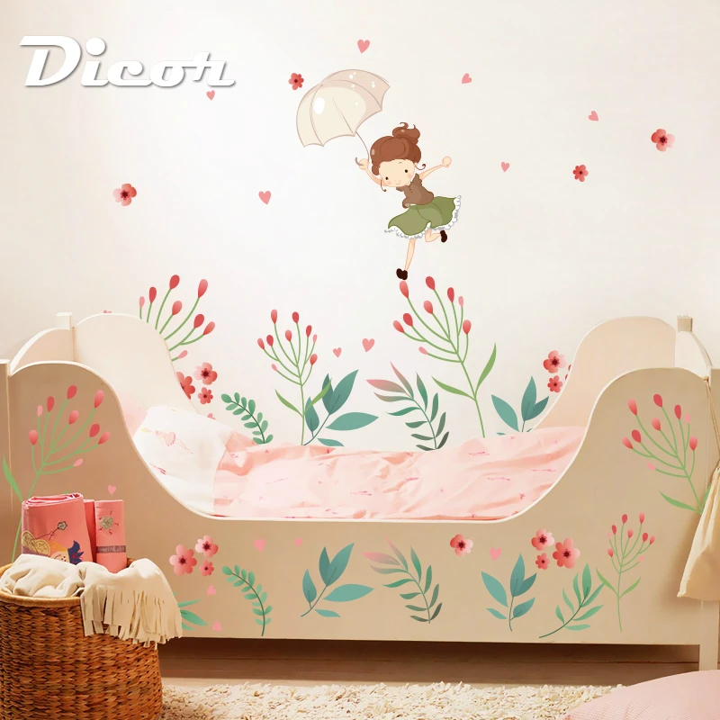 DIY наклейки цветок для стен бутон настенные с изображением девушки плакат