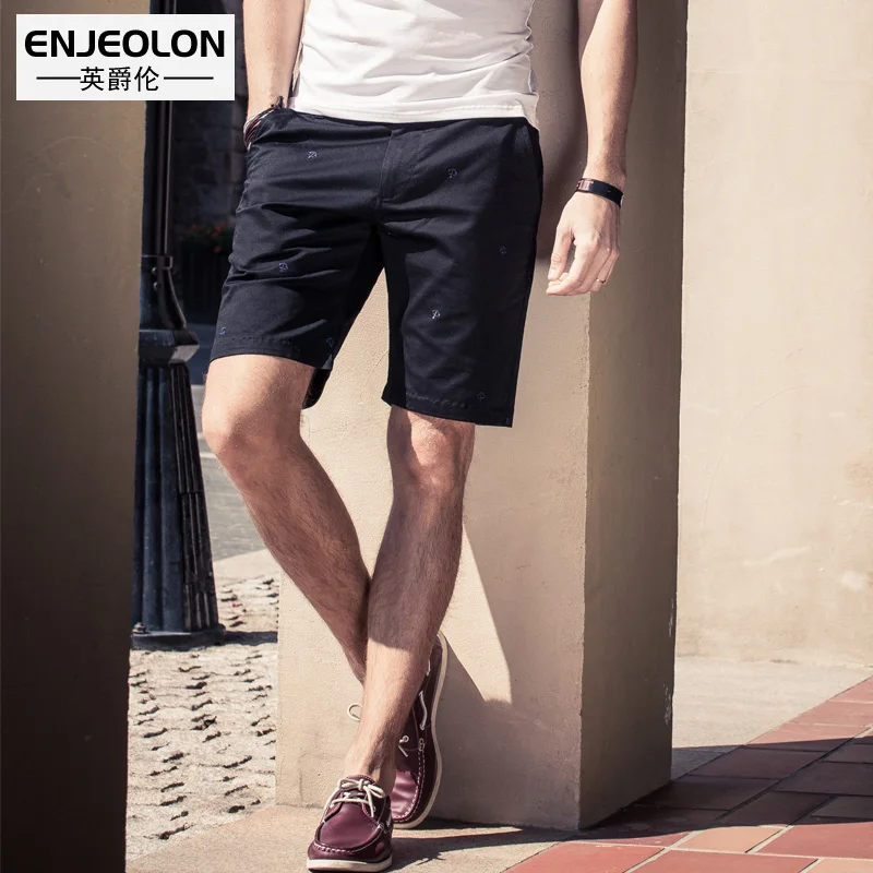 Enjeolon Summer Casual Shorts Men Cotton Sim printing 2 Color Available Knee length High Quality K1039 | Мужская одежда