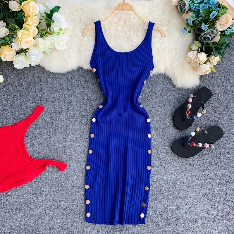 2019 Новая модная женская одежда для взрослых Облегающее вязаное платье с круглым