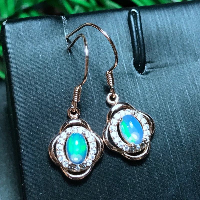 

Natural opal studs 925 silver ear pendant simple classic style postage