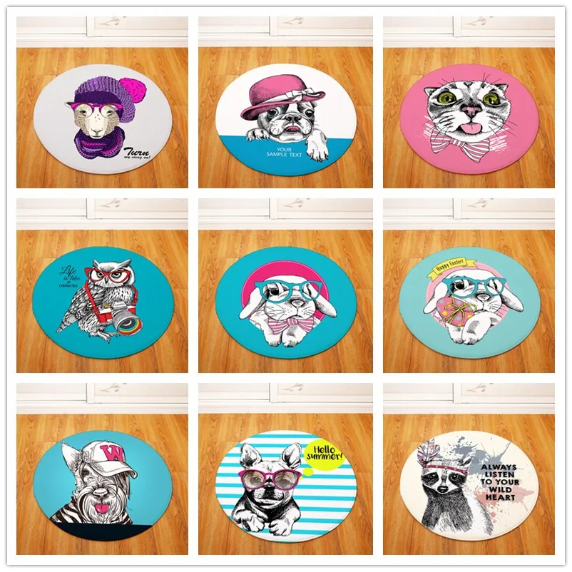 Современный модный скандинавский круглый стул с мультяшными животными/настольный коврик для гостиной