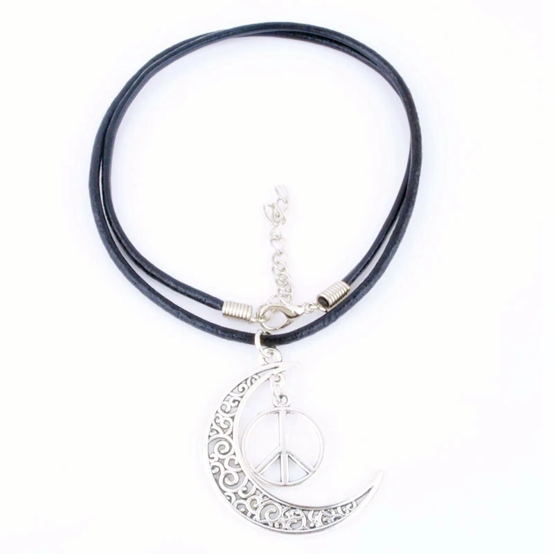 Подвеска в виде полумесяца из кожи с серебряным покрытием античном стиле знак