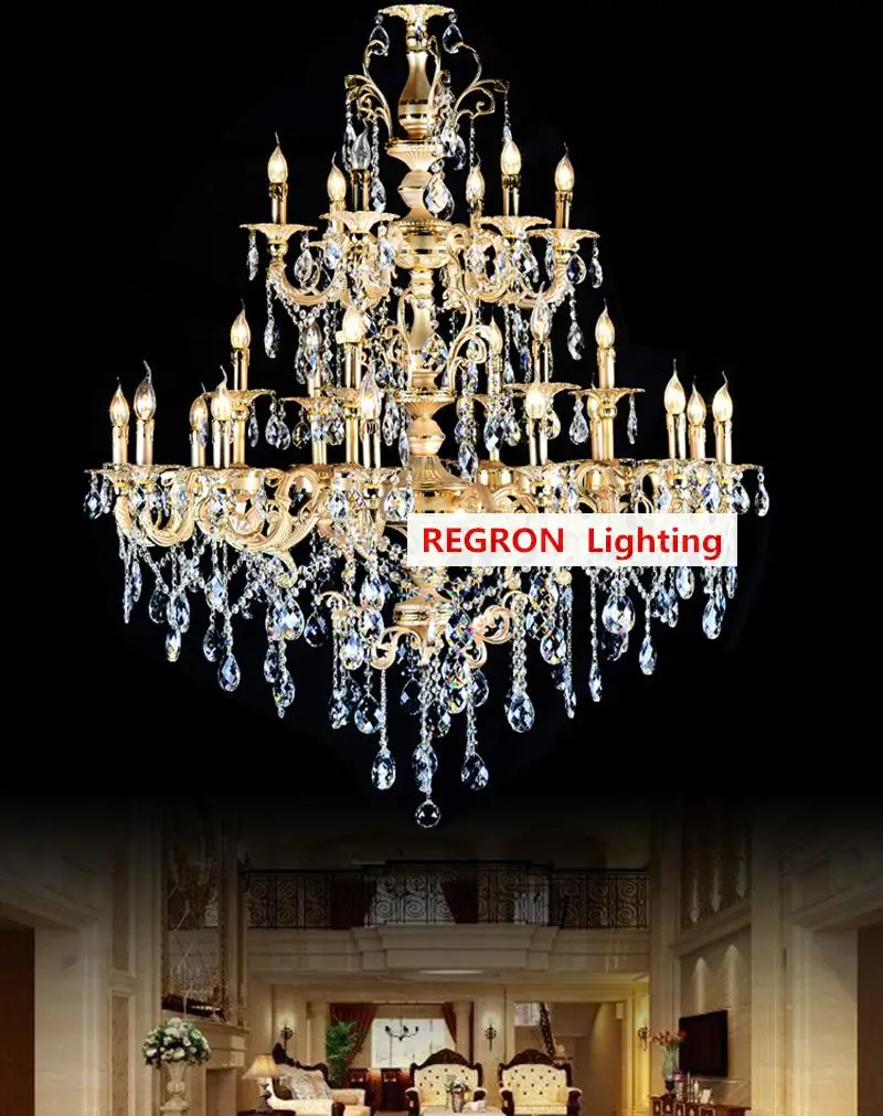 Hotel huge 24 Pcs Gold Chandelier Led candelabro church Chandeliers Long aluminum Hanging Lamp For Villa Banquet led lamparas | Лампы и