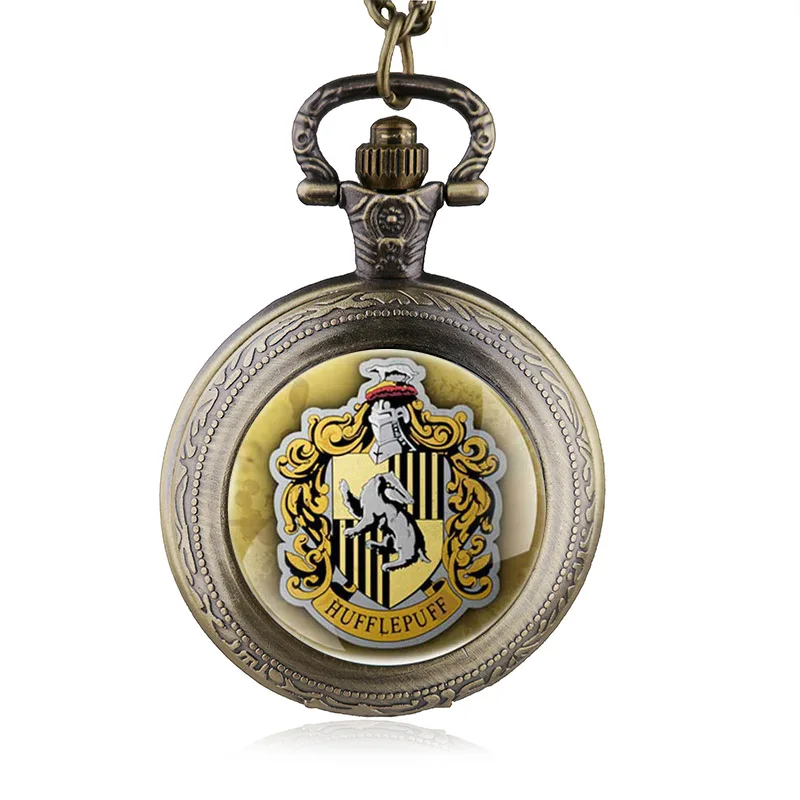 Бронзовые Hufflepuff школьные Барсуки стеклянный купол дизайн кварцевые карманные