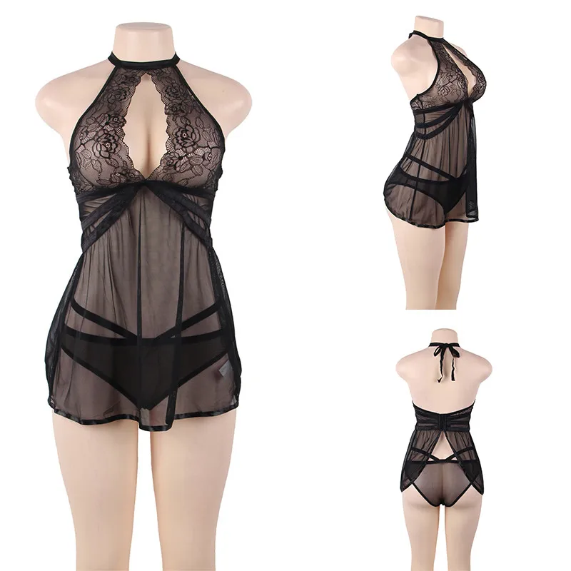 Babydoll платье с разрезом сзади большие размеры сексуальные грудь открытые Nuisette Femme