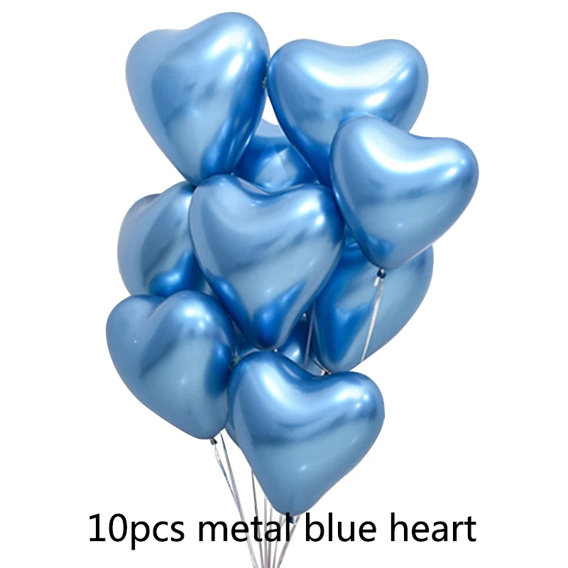 10pcs blue heart 20 шт. 10 дюймов металлические светящиеся синие латексные шары Свадебные темно-синие хромированные шары 10 шт. украшения для дня рождения детские товары - Цвет: 10pcs blue heart