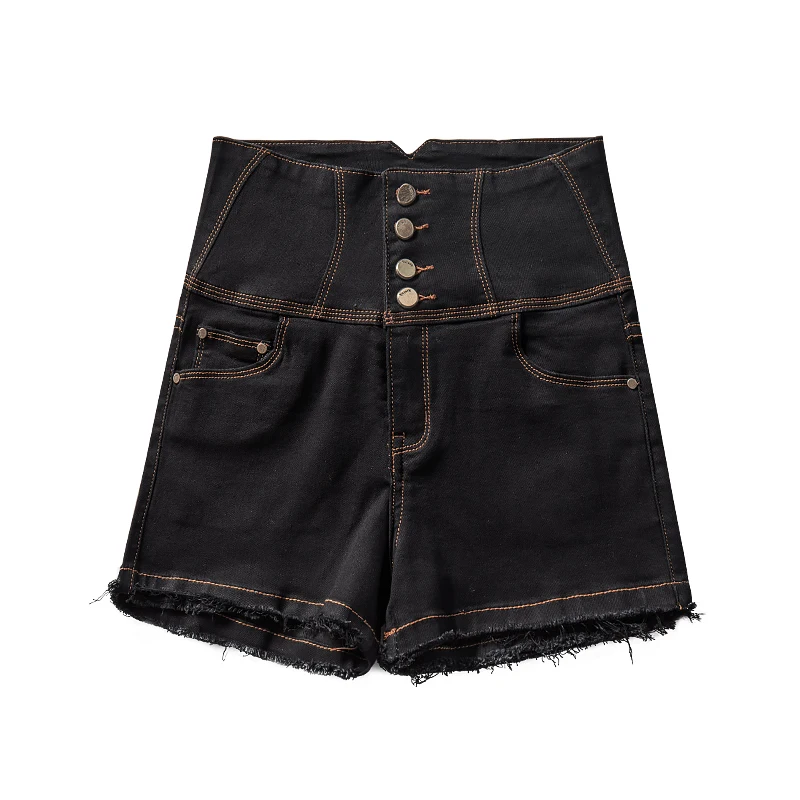 

DTYNZ Jeans Pants Women Casual Skinny Pencil Girls Denim Shorts Pant High Waist Summer Autumn Plus Size Hot pants Tassel Black