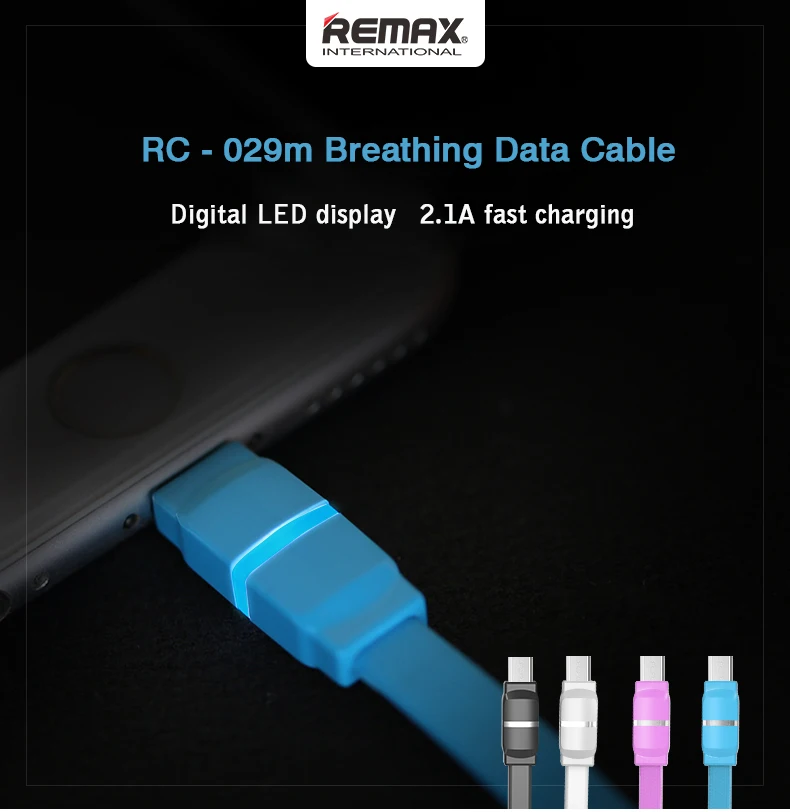 REMAX RC-029m светодиодный Micro USB кабель для передачи данных 2.1A Быстрая зарядка для samsung xiaomi huawei sony htc LG