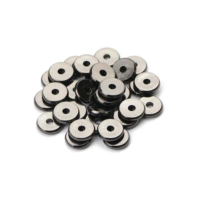 Gun Black Color BTFBES AAA 4 6 8 мм медные бусины для монет золото/розовое золото цвет плоские круглые бусины для ювелирных изделий браслет ожерелье Изготовление DIY - Цвет: Gun Black Color