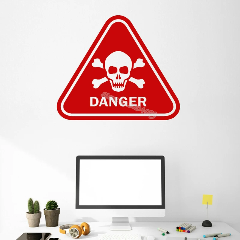 Опасности Предупреждение знак настенный светильник Стикеры s костей черепа