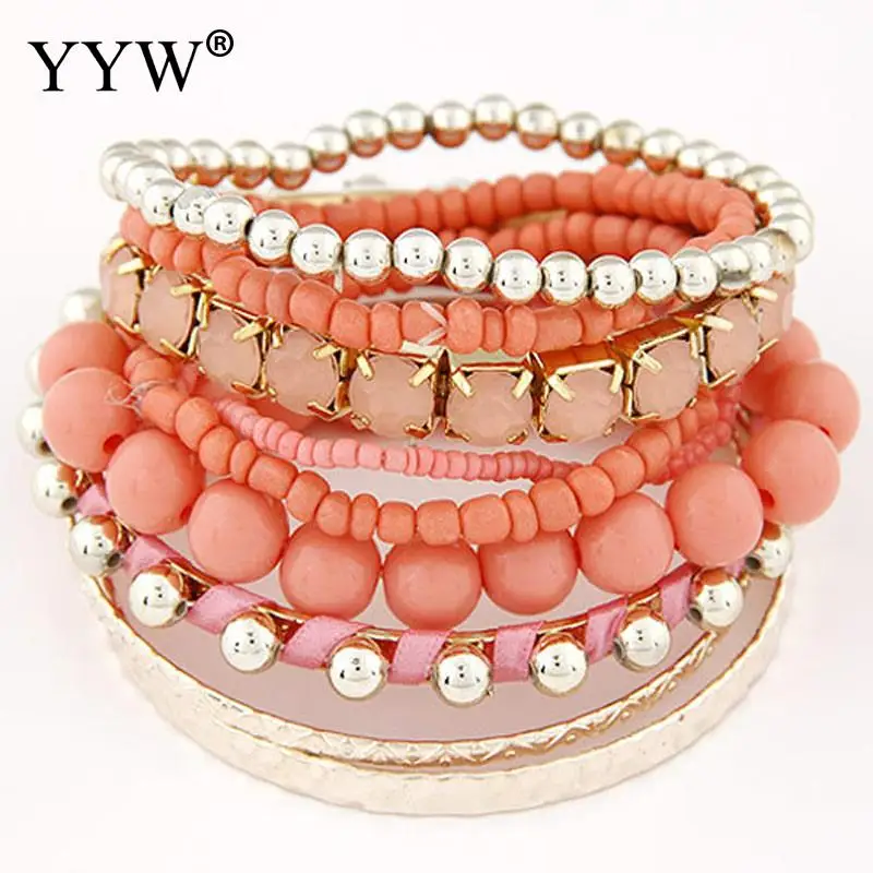 

YYW Designer Bohemian Candy Color Multilayer Beads Bracelet Bangles jewelry for women 2019 gift pulseras mujer wrist band