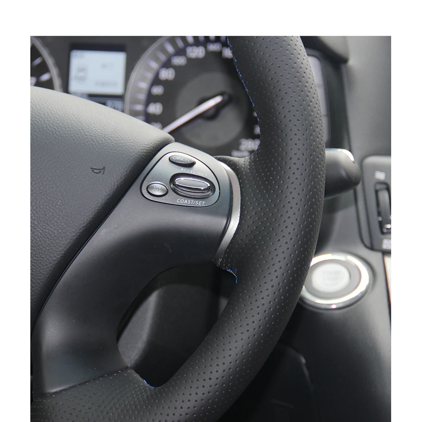 Hand-stitched DIY Black PU Artificial Leather Car Steering Wheel Cover for Infiniti JX35 2013 M M25 M35 M37 M56 Q70 QX60 Nissan