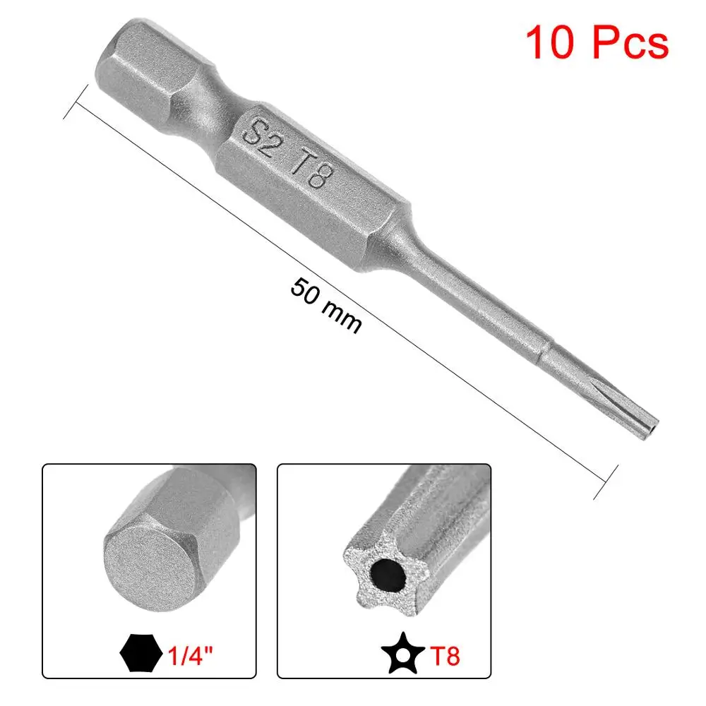 UXCELL новинка 10 шт. 50 мм 1/4 &quotшестигранный хвостовик T10 T15 T30 T27 T40 T25 T8 магнитная