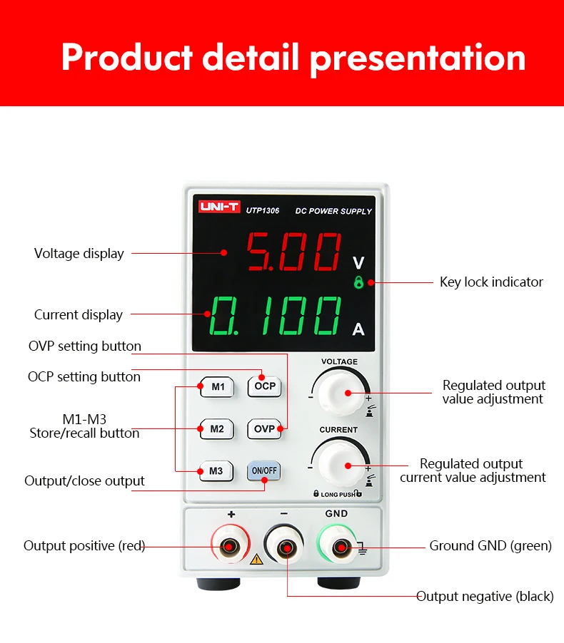UNI-T UTP1306S Регулируемый DC Питание Одного переменного тока 32 V/6A 4 биты 220V вход OVP